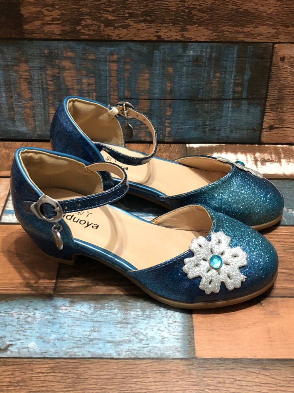 Shaduoya Girls Glittery Formal Dress Up Shoes Youth Size 31 (US 13-13.5)